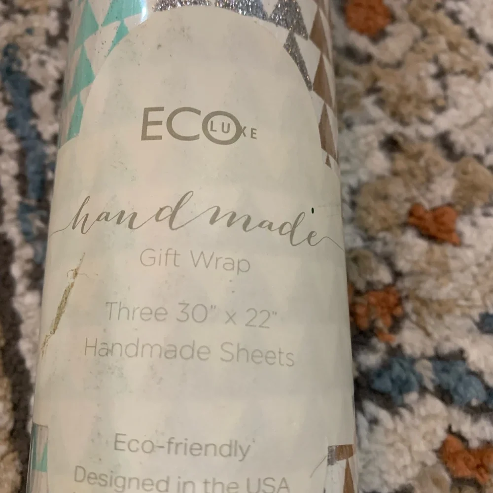 NEW Eco Handmade Paper 3 Sheets 30x22‎ Gift Wrap or Draw Liners Silver Gold Blue